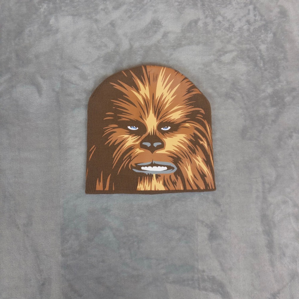 Star Wars Beanie Hat Mens OSFM Brown Chewbacca Wookiee Graphic Knit Cap